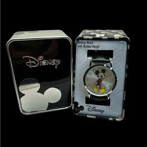 NIB Disney Mickey Mouse Silver and Black Quartz Watch